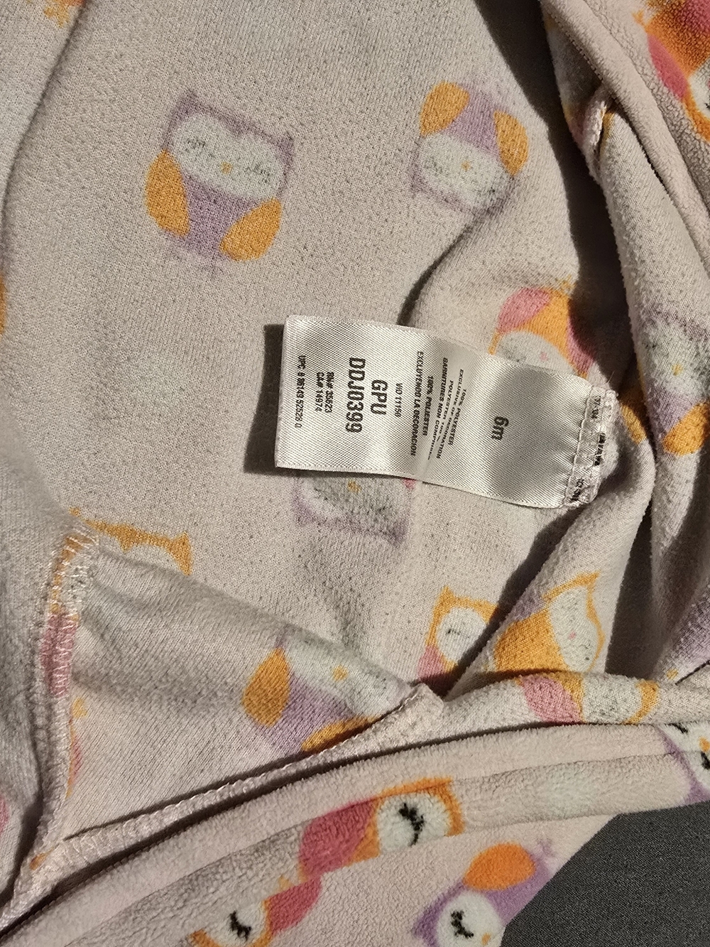 Carter's Pink Owl Footed One-Piece Pajama - Picture 3 of 3